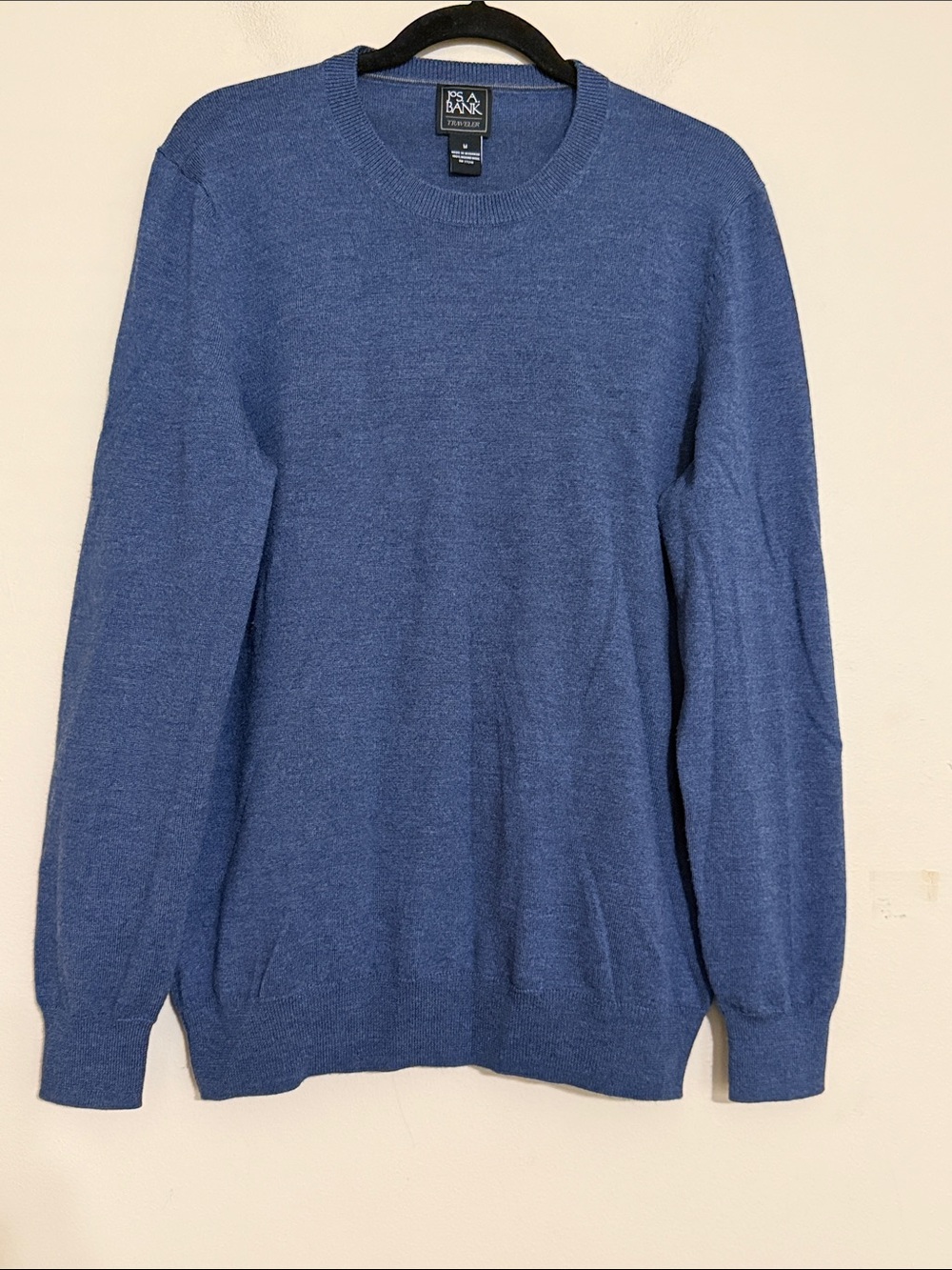 Jos. A. Bank Men's Heathered Blue Crewneck Sweater mens M wool cozy fall winter